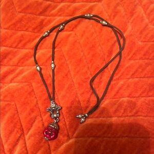 Silver and Red Buddha Pendant Necklace